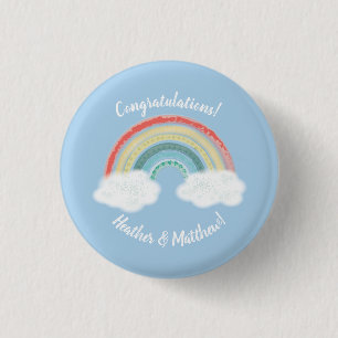 Boho Rainbow Baby Shower Blue Boy Button