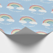 Boho Rainbow Baby Shower Blue Boy Geschenkpapier (Ecke)