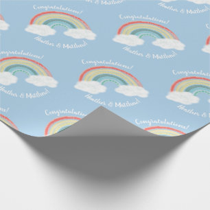Boho Rainbow Baby Shower Blue Boy Geschenkpapier