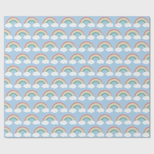 Boho Rainbow Baby Shower Blue Boy Geschenkpapier (Flach)