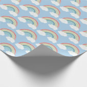 Boho Rainbow Baby Shower Blue Boy Geschenkpapier (Ecke)