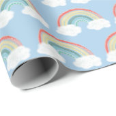 Boho Rainbow Baby Shower Blue Boy Geschenkpapier (Rolleneckpunkt)