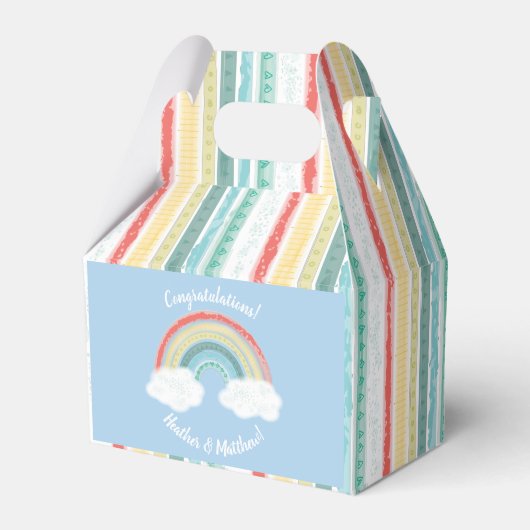 Boho Rainbow Baby Shower Blue Boy Geschenkschachtel (Vorderseite)