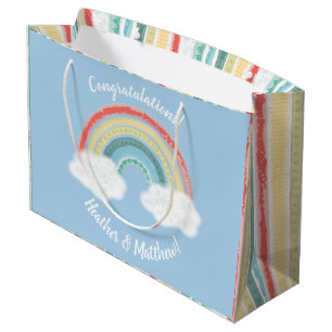 Boho Rainbow Baby Shower Blue Boy Große Geschenktüte