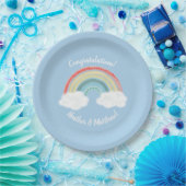 Boho Rainbow Baby Shower Blue Boy Pappteller (Party)