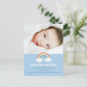 Boho Rainbow Baby Shower Blue Boy Postkarte (Stehend Vorderseite)