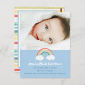 Boho Rainbow Baby Shower Blue Boy Postkarte (Vorne/Hinten)