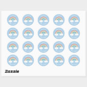 Boho Rainbow Baby Shower Blue Boy Runder Aufkleber (Blatt)