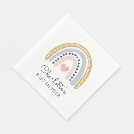 Boho Rainbow Baby Shower Classic Paper Serviette (Ecke)