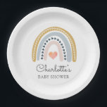 Boho Rainbow Baby Shower Classic Pappteller<br><div class="desc">Moderne, zarte, pastellfarbene Teller aus bohfarbenem Regenbogen, Babyduschpapier, einfach und süß, mit einem kleinen rosa Herzzentrum und Pinks, Blues und Senftönen. Ein perfekter Stil für jede Gender Baby Dusche. Farblich weiche Farben. Die vollständige Auflistung der passenden Produkte finden Sie unter: https://www.zazzle.com/collections/boho_rainbow_watercolor_baby_shower-119574368006244004. Wenn Sie Hilfe bei anderen Produkten dieses Designs benötigen,...</div>