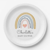 Boho Rainbow Baby Shower Classic Pappteller (Vorderseite)