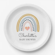 Boho Rainbow Baby Shower Classic Pappteller