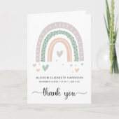 Boho Rainbow Baby Shower Dankeskarte (Vorderseite)
