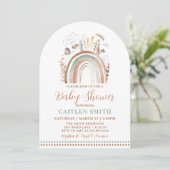 Boho Rainbow Baby Shower Dusty Blue Einladung (Stehend Vorderseite)