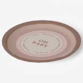 Boho Rainbow Baby Shower Earthy Blush Girl Pappteller (Schrägansicht)
