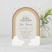 Boho Rainbow Baby Shower Earthy Gender Neutral Einladung (Stehend Vorderseite)