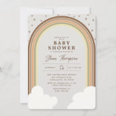 Boho Rainbow Baby Shower Earthy Gender Neutral Einladung (Vorderseite)