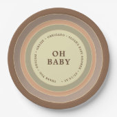 Boho Rainbow Baby Shower Earthy Gender Neutral Pappteller (Vorderseite)