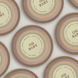 Boho Rainbow Baby Shower Earthy Gender Neutral Pappteller