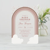 Boho Rainbow Baby Shower Earthy Girl Einladung (Stehend Vorderseite)