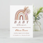 Boho Rainbow Baby Shower Earthy Tones, Blumenchic Einladung (Stehend Vorderseite)