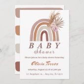 Boho Rainbow Baby Shower Earthy Tones, Blumenchic Einladung (Vorne/Hinten)