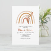 Boho Rainbow Baby Shower Einladung (Stehend Vorderseite)