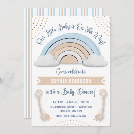 Boho Rainbow Baby Shower Einladung (Vorne/Hinten)