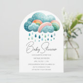 Boho Rainbow Baby Shower Einladung (Stehend Vorderseite)