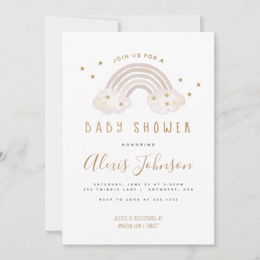 Boho Rainbow Baby Shower Einladung (Vorderseite)