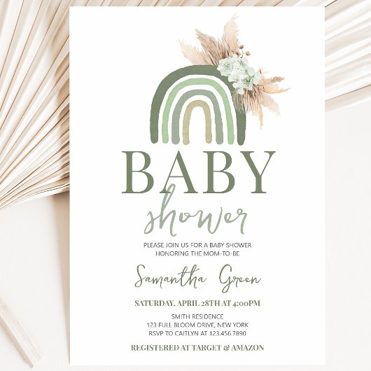 Boho Rainbow Baby Shower Einladung