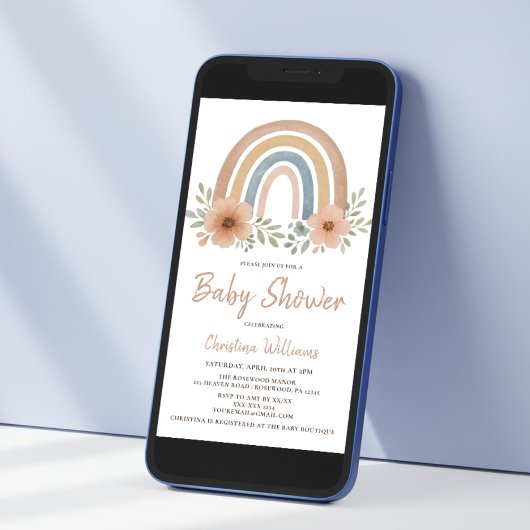 Boho Rainbow Baby Shower Einladung