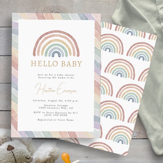 Boho Rainbow Baby Shower Einladung