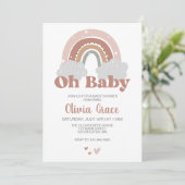Boho Rainbow Baby Shower Einladung (Stehend Vorderseite)
