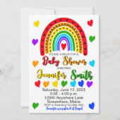 Boho Rainbow Baby Shower Einladung (Vorderseite)
