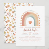 Boho Rainbow Baby Shower Einladung - Erdnasser (Vorne/Hinten)