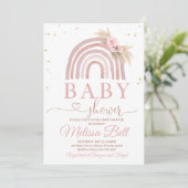 Boho Rainbow Baby Shower Einladung Pampas (Stehend Vorderseite)