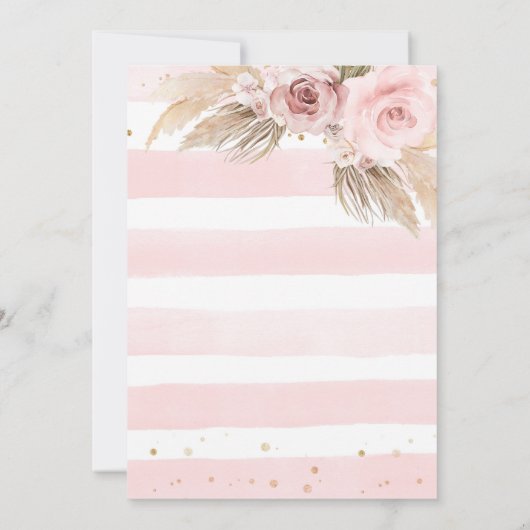 Boho Rainbow Baby Shower Einladung Pampas (Rückseite)