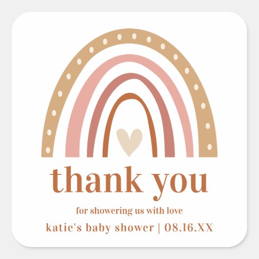 Boho Rainbow Baby Shower Fevor Sticker (Vorderseite)