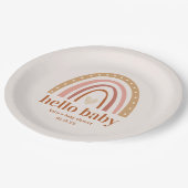 Boho Rainbow Baby Shower Fevor Sticker Pappteller (Schrägansicht)