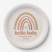 Boho Rainbow Baby Shower Fevor Sticker Pappteller (Vorderseite)