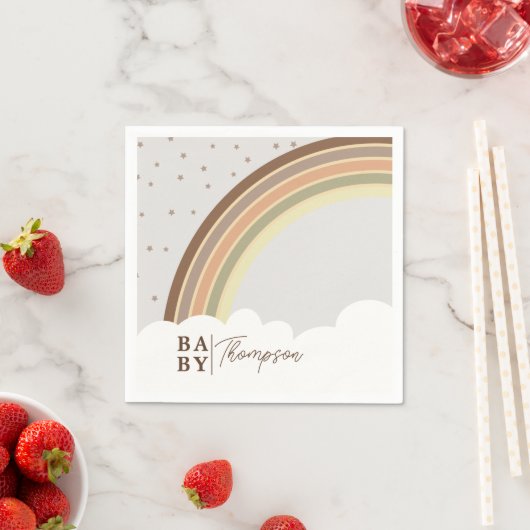 Boho Rainbow Baby Shower Gender Neutral Serviette (Beispiel)