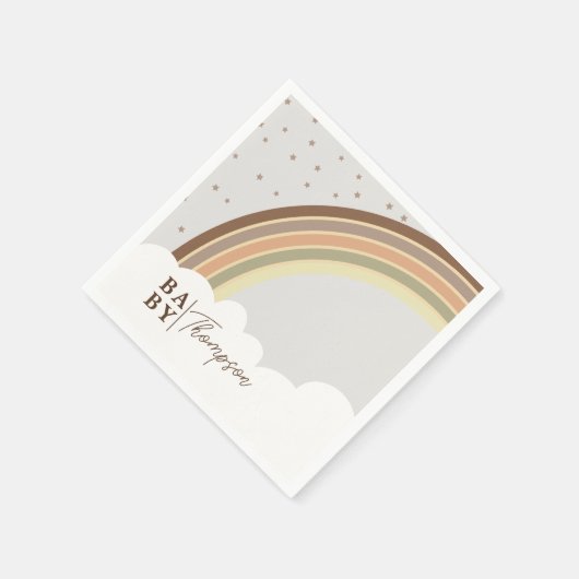 Boho Rainbow Baby Shower Gender Neutral Serviette (Ecke)