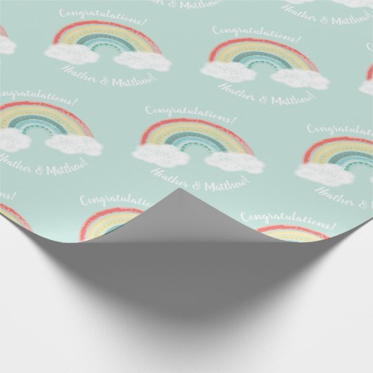 Boho Rainbow Baby Shower Geschenkpapier (Ecke)