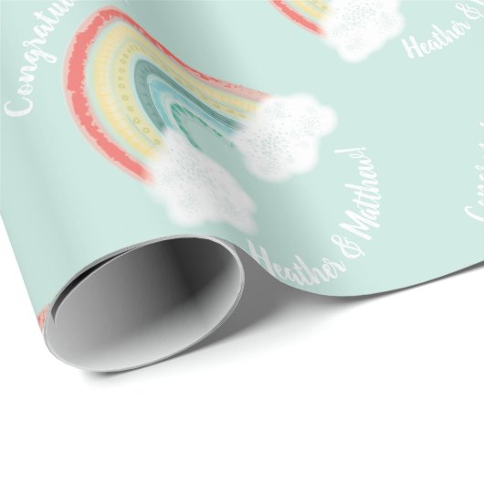 Boho Rainbow Baby Shower Geschenkpapier (Rolleneckpunkt)