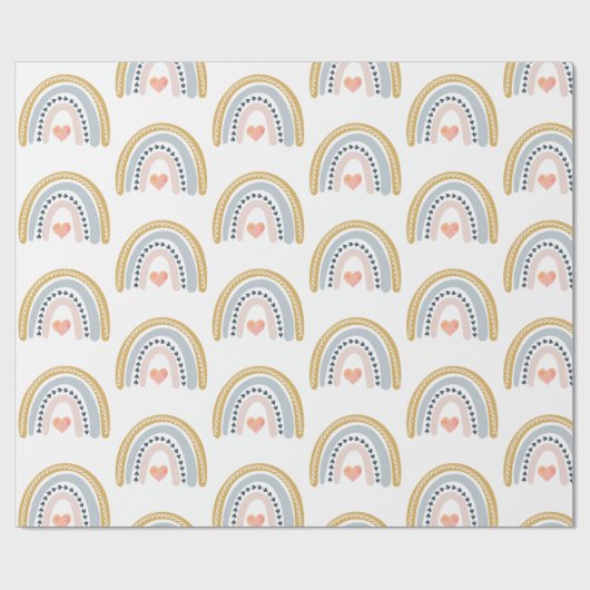 Boho Rainbow Baby Shower Geschenkpapier (Flach)