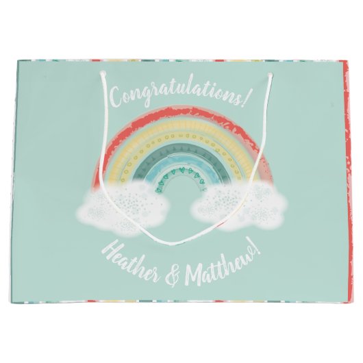 Boho Rainbow Baby Shower Große Geschenktüte (Vorderseite)