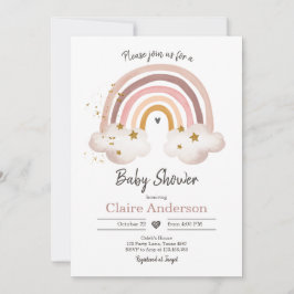 Boho Rainbow Baby Shower Invasion Girl Rustic Einladung