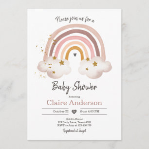 Boho Rainbow Baby Shower Invasion Girl Rustic Einladung