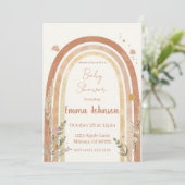 Boho Rainbow Baby Shower Invitation – Watercolor Einladung (Stehend Vorderseite)